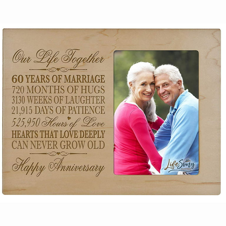 Marriage Anniversary Wedding Gifts for Women, Happy 60th Anniversary  Wedding Gifts for Husband Wife Friends, 60 Years of Marriage Gift Keepsake  Heart