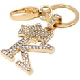 thumbnail image 2 of Sometheme Special Rhinestone Stud Initial Letter charm Keychain in Gold Tone, 2 of 5