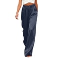 thumbnail image 2 of Women's Silk Satin Pajama Pants Longs Silky Sleep Pants Loungewear Trousers Elastic Waist Lounge Pj Bottoms Navy XL(XL), 2 of 7
