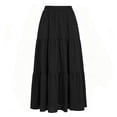 thumbnail image 4 of BRGZLK Women's Midi Skirt Long Skirt Solid Color Cotton Boho Maxi High Waist Flowy Tiered A-Line Skirt 2026 Summer Beach Vacation Clothes with Pockets, 4 of 7