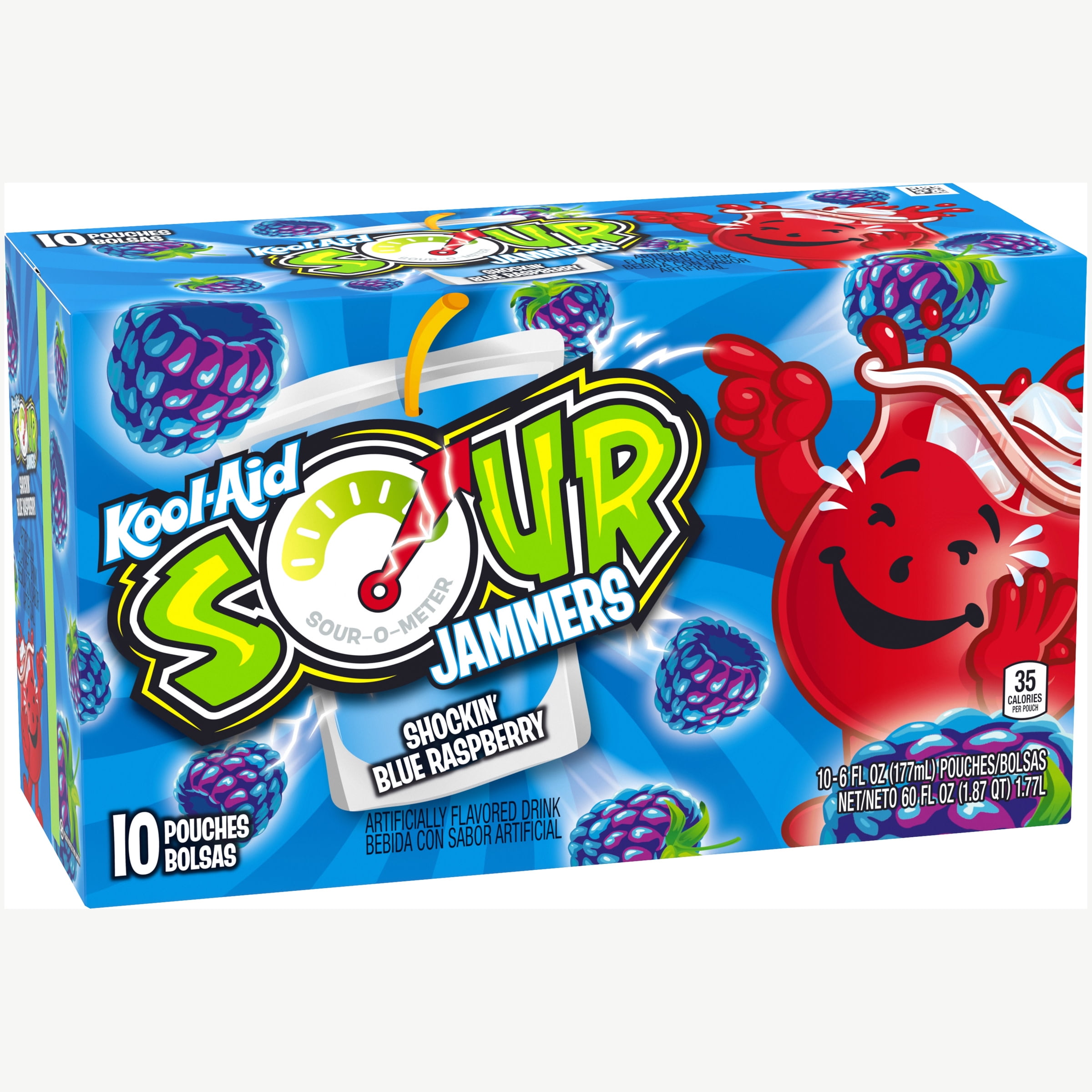 Kool-Aid Sour Jammers Shockin' Blue Raspberry Artificially Flavored Soft  Drink, 10 ct Box, 6 fl oz Pouches