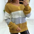 thumbnail image 2 of Blusa de suéter de color sólido con cremallera de manga larga con cuello en V clásico para mujer Pompotops gfhjh5361, 2 of 6