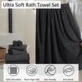 thumbnail image 4 of Jessy Home 8 Piece Home Collection Ultra Soft Cozy Towels 700 GSM Black Plush Towel Set, 4 of 8