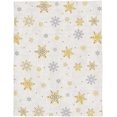 thumbnail image 5 of Throw Blankets, Christmas Winter Snow Flannel Fleece Blanket Luxury Soft Bed Blanket, Gold Silver Snowflake Vintage Linen Fuzzy Cozy Warm Fleece TV Blanket for Sofa Couch Chair 40 x 50 inches, 5 of 6