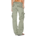 thumbnail image 3 of Xuanfei Women Solid Color Mid Waist Wide Leg Multi Pockets Baggy Cargo Pants, 3 of 6