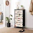 thumbnail image 6 of Dresser for Bedroom with 4 Storage Drawers Mid Century Fifties Modern Retro Luxurious Graphic Dressers Chest of Drawers Steel Framed Fabric Closet Organizers for Dorm Entryway, 6 of 8