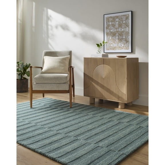 Livabliss x Our PNW Home Idaho Modern Minimalist Area Rug, 8' x 10', Teal