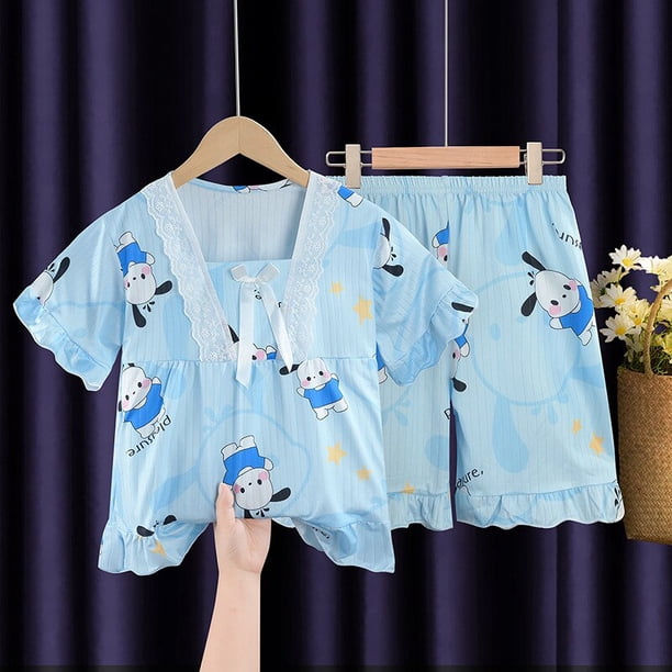 Pikachu-Conjuntos de pijamas de dibujos animados para niñas, ropa de dormir de manga corta Kawaii, pantalones cortos, Jersey, ropa de casa, Verano qym unisex