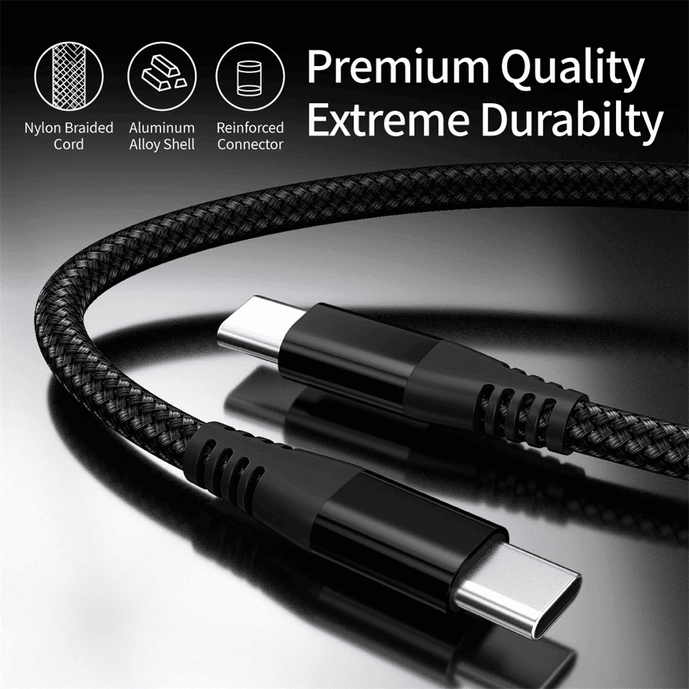 Braided USB C to USB C Cable, [3/6/10 FT] Fast Charging & Data Sync Cord, 60W Nylon USB-C Cable for MacBook Pro, iPad Pro, Samsung Galaxy, Switch, Steam Deck (1/3/10 Pack)
