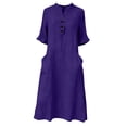 thumbnail image 7 of Kilaqueen Women's Summer Maxi Shirt Dress, Cotton Linen Collared Half Sleeve Button Front Loose Dress for Vacation Travel Casual Work and Daily Wear, 7 of 7
