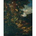thumbnail image 2 of Johann Adalbert Angermayer 15x18 Black Ornate Wood Framed Double Matted Museum Art Print Titled - Landscape with Reptiles and Insects (1730-740), 2 of 5