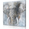 thumbnail image 2 of Grey Blue Elephant Wall Decor - Wild Animals Canvas Elephants Print for Bedroom Framed Ready to hang 12x12inch, 2 of 6