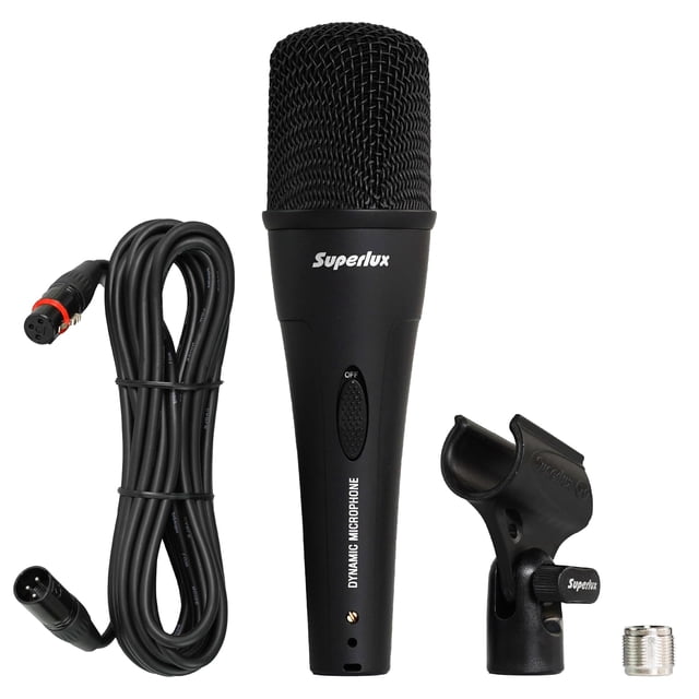 Superlux D108MKII Microphone Vocal Dynamique Filaire, Capture Sonore Directionnelle, Reproduction Vocale Naturelle avec Faible Bruit de Manipulation