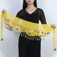 thumbnail image 5 of Women's Belly Dance Hip Scarf with Sequin Sparkly Fringe Belt Performance Skirt Hip Wrap Yellow One Size, 5 of 5