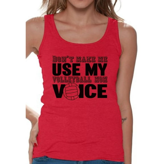 Women's Don't Make Me Use My Volleyball Mom Voice Graphic Tank Tops Black Sport Moms