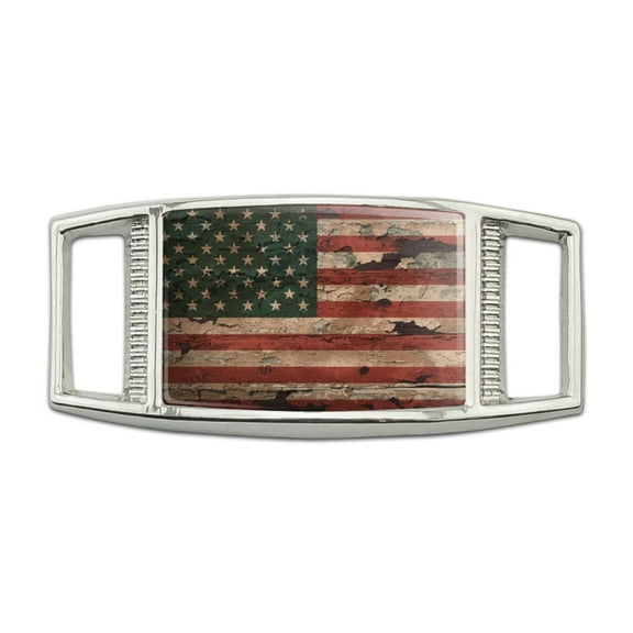 Rustic American USA Flag Distressed Rectangular Shoe Shoelace Shoe Lace Tag Runner Gym Charm Decoration