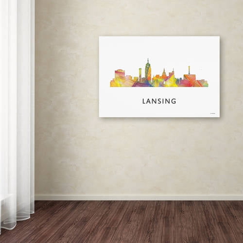 Trademark Fine Art 'Lansing Michigan Skyline WB-1' Canvas Art by Marlene Watson