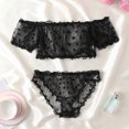 thumbnail image 3 of Conjunto de lencería de diseño semitransparente con patrón de lunares para mujer, Top de corpiño y bragas, ropa Sexy, 3 of 5
