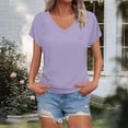 thumbnail image 5 of Horkkom Short Sleeve Shirts for Women V Neck Solid Color T Shirts Summer Loose Casual Tops S, 5 of 8