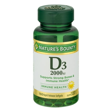 Nature's Bounty Vitamin D3 2000 IU Softgels BONUS, 150 Softgels, 2 (Best Way To Take Vitamin D3 Drops)