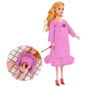 Pregnant Mom Doll with Baby, Interactive Surprise Mommy Doll Set, 12 inch Removable Belly Pregnant Doll with Detachable Baby Role Play Funs for Imaginative Moments, Baby Doll Toys for Girls 4-7, Pink