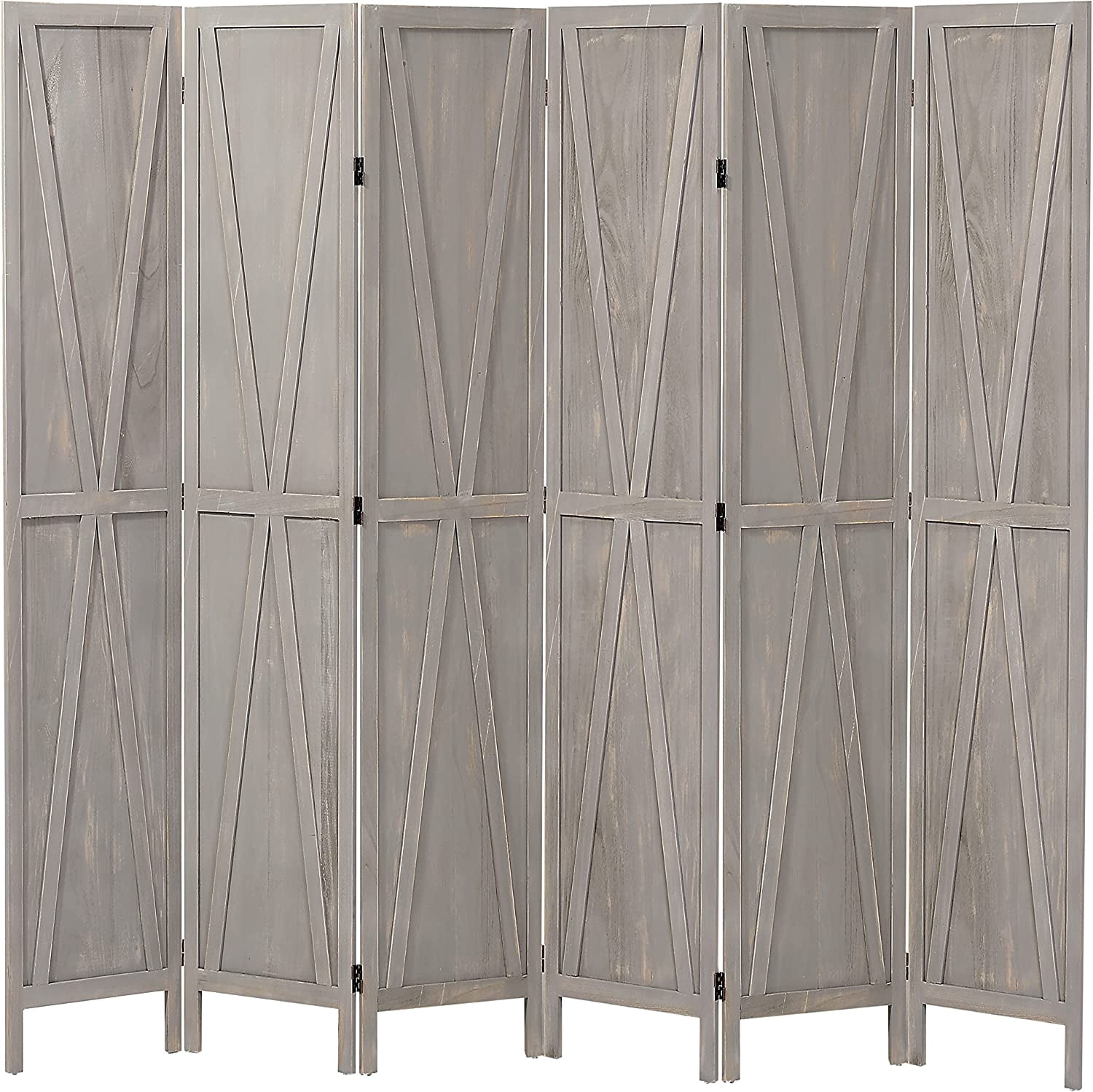 SHMAMT 5.8 Ft Tall Wood Room Divider, Rustic Folding Privacy Screens ...