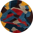 thumbnail image 1 of Ahgly Company Machine Washable Indoor Round Abstract Sandstone Brown Area Rugs, 5' Round, 1 of 7