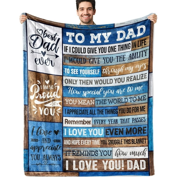 Dad Birthday Gift Birthday Gifts for Dad from Daughter Son Best Dad Gifts Soft Throw Blanket for Bedding Sofa (Dad Gifts, 60 x 80 Inch)