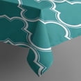 thumbnail image 3 of Teal Geometric Quatrefoil Pattern Rectangle Tablecloth 60"x84",Waterproof Polyester Rectangle Table Cloth, Wipeable Spillproof Polyester Tablecloth for Dining, Camping, Indoor and Outdoor, 3 of 5