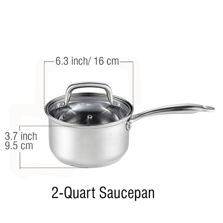 Homikit 2 Quart Saucepan with Lid, Tri-Ply Stainless Steel Sauce Pan,  Kitchen Induction Cooking Pot with Ergonomic Handle, Small Pan for Making  Sauce