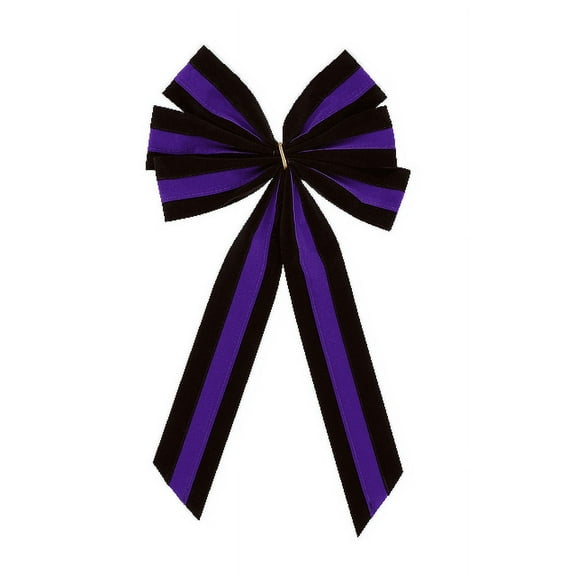 Mourning Funeral Bow - 2 per pack! Black/Purple/Black Bow & Tail - 6 Loop - Regular Size