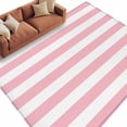 thumbnail image 2 of Pink Stripe, Area Rug 6x9 FT, Non Slip Living Room Throw Carpet, Abstract Geometric Washable Soft Large Floor Carpet Non-Shedding Rug for Bedroom Dining Room Play Room, 2 of 9