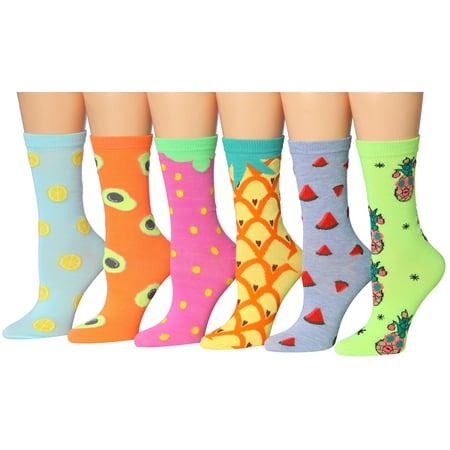 

Colorfut Women s 6-Pairs Colorful Funky Patterned Crew Dress Socks WC96-B