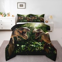 Castle Fairy 3D Print Dinosaur Full Size Comforter Sets,Woodland Wildlife Bedding Sets