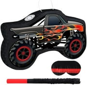 Car Pinata with Pinata Stick & Hanging Loop Mexican Pinata Game for Monster Truck Party Decorations Race Car Pinata Theme Birthday Carnival Party Supplies