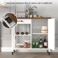 thumbnail image 4 of Catrimown Farmhouse Kitchen Island Cart on Wheels, Rolling Kitchen Cart with Storage, Microwave Stand Coffee Cart, White, 4 of 7