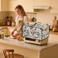 thumbnail image 3 of ZIATUBLES Vintage Floral Print Convection Toaster Oven Cover for Kitchen Counter Stain Resistant Appliance Protective Case with Top Handle Washable Decor Accessories, 22.5" x 18.5" x 13", 3 of 8