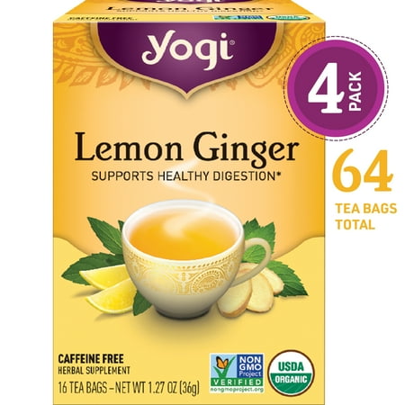 (Pack of 4) Yogi Tea, Lemon Ginger Tea, Tea Bags, 16 Ct, 1.27 OZ