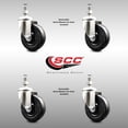 thumbnail image 2 of 4 Inch 316SS Hard Rubber Wheel Swivel 12mm Threaded Stem Caster Set SCC, 2 of 2