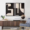thumbnail image 4 of IDEA4WALL Framed Canvas Print Wall Art Set Black & Beige Geometric Paint Stroke Modern Art Abstract Wall Decoration Bohemian Minimal Artwork for Living Room, Bedroom, Office - 24"x36"x2 Black, 4 of 5