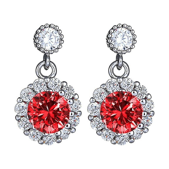 Taicans Faux Diamond Dangle Earrings For Women Trendy,Red Rhinestone Drop Chandelier Earrings,Teardrop Crystal Cubic Zirconia Wedding Jewelry Earrings