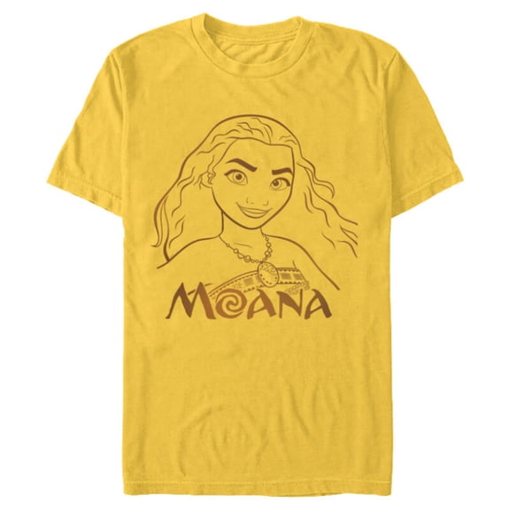 Disney Princess Celebration Minimalist Lines Moana - Short Sleeve Blended T-Shirt for Adults - Customized-Yellow