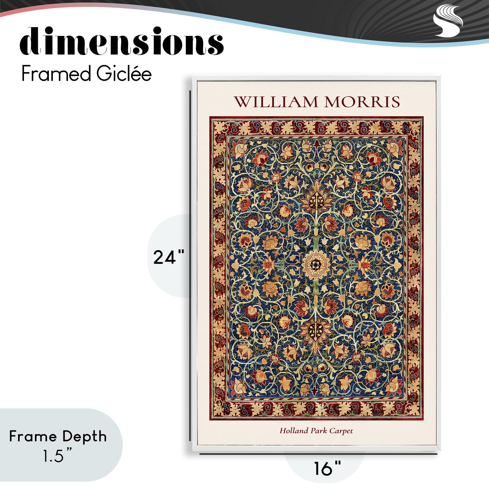Stupell Industries Holland Park William Morris Design White Framed Giclee Art, design by Vintage Hustle
