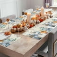 thumbnail image 4 of Fall Placemats Set of 6, Blue Pumpkin Placemat for Dining Table Decorations, Cotton Linen Autumn Place Mats, Teal Leaves Table Mats for Kitchen Dinner Harvest Thanksgiving Holiday Party Decor, 4 of 6