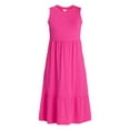 thumbnail image 5 of Time and Tru Women's Cotton Sleeveless Tiered Midi Dress, Sizes XS-XXXL, 5 of 5