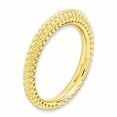 thumbnail image 3 of 925 Sterling Silver Gold Stackable Ring Textured Domed, 3 of 7