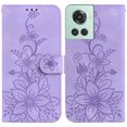 thumbnail image 2 of Compatible with OnePlus 10R Embossed Lily Wallet Case with Card Holder PU Leather Flip Cover, 2 of 5