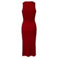 thumbnail image 5 of Sngxgn Women's Summer Bodycon Casual Midi Sleeveless Hollow Out Knit Side Slit Striped Long Tank Dress(Red,L), 5 of 5