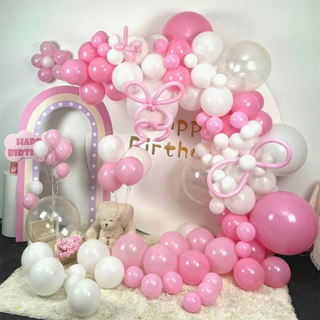 Pink Balloon Arch Garland-118 Pcs Pink Balloons and White Balloons for Wedding,Baby Shower,Birthday,Gender Reveal