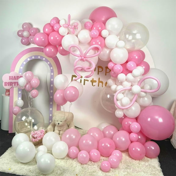 Pink Balloon Arch Garland-118 Pcs Pink Balloons and White Balloons for Wedding,Baby Shower,Birthday,Gender Reveal